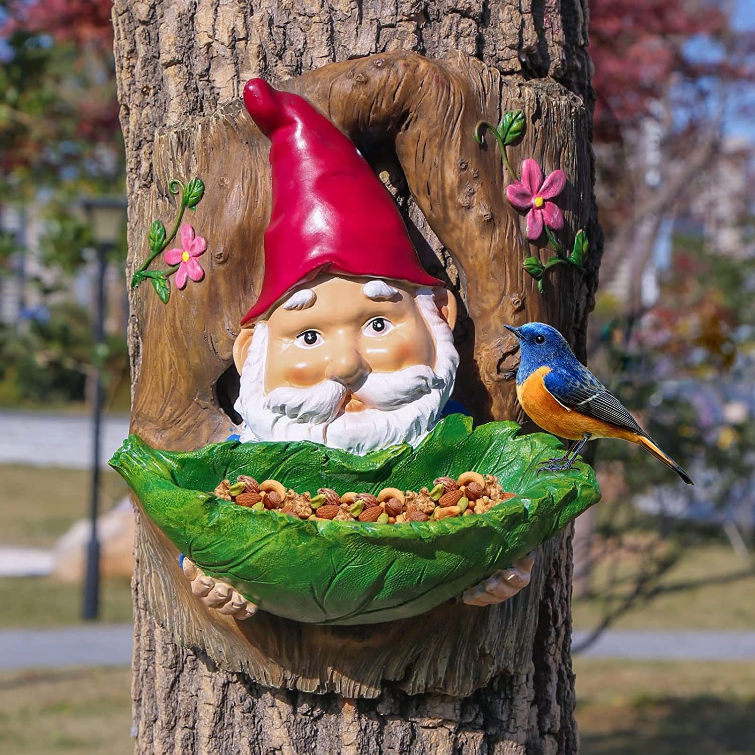 Garden Gnome Resin Statue Bird Feeder-xinru