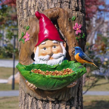 Garden Gnome Resin Statue Bird Feeder-xinru