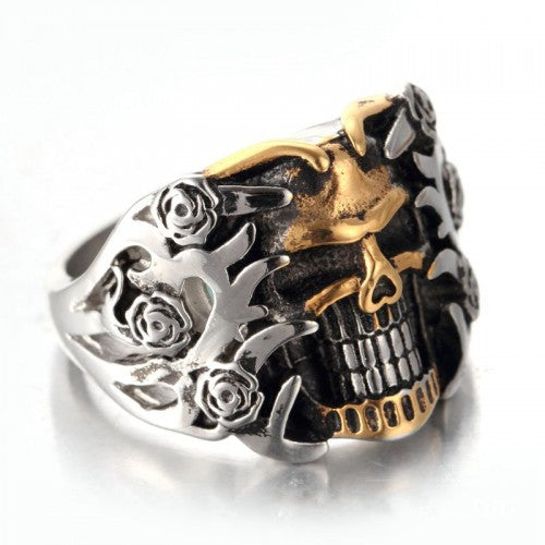 Men's Titanium Steel Ring Vintage Skull Punk  Finger Ring-xinru