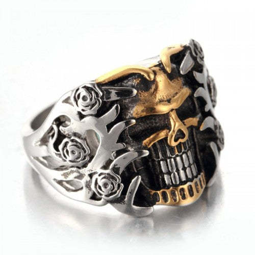Men's Titanium Steel Ring Vintage Skull Punk  Finger Ring-xinru