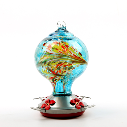 Hummingbird Feeders Hand Blown Glass Never Leak Rust Proof Bird 32oz-xinru