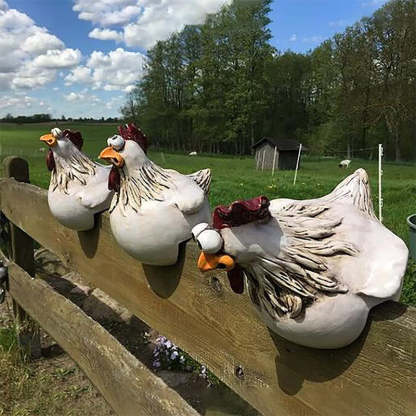 Fun Chicken Resin Garden Fence Decor-xinru