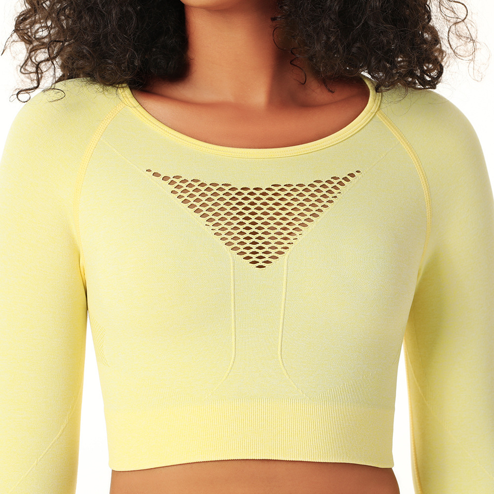 Women's Sports Running Hollow Workout Clothes Solid Color Yoga Clothes Long Sleeve Yoga Suit-xinru shop