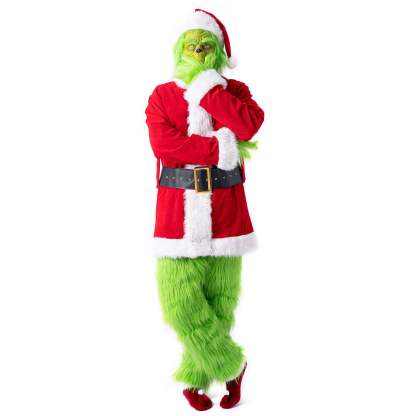 Adult Santa Grinch Costume Outfit For Christmas, Faux Fur.-xinru shop