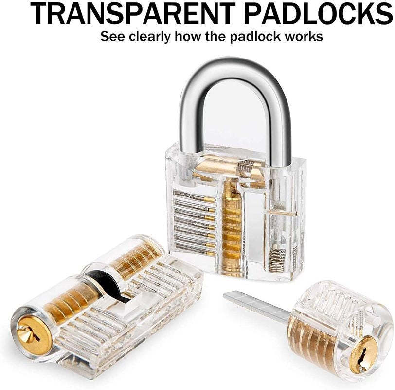 Lock Picking Set Kit Tool With Transparent Practice Training Padlock Lock For Locksmith Beginners And Professional-xinru shop