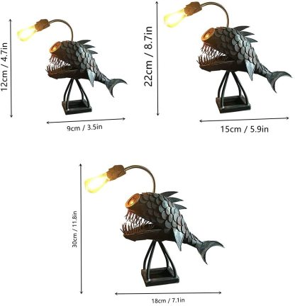 Artistic Angler Fish Retro Table Lamp Fish Light Flexible Lamp Head Table-xinru