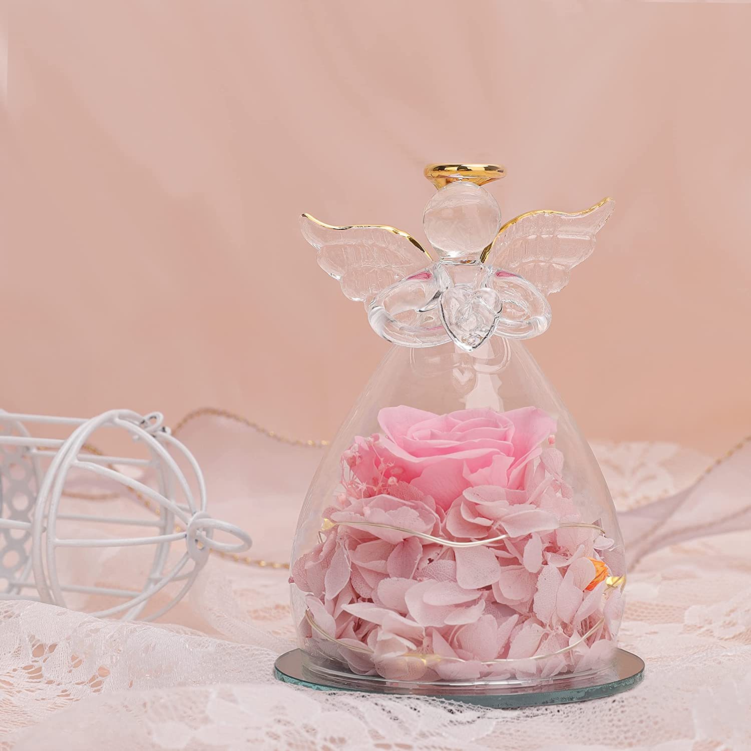 Mother's Day Gifts Led Angel Figurines With Pretty Rose-xinru