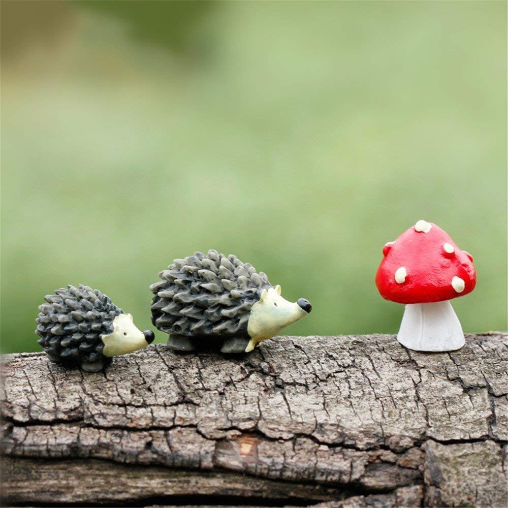Mini Hedgehogs and Mushroom Fairy Garden Miniature Figurines-xinru