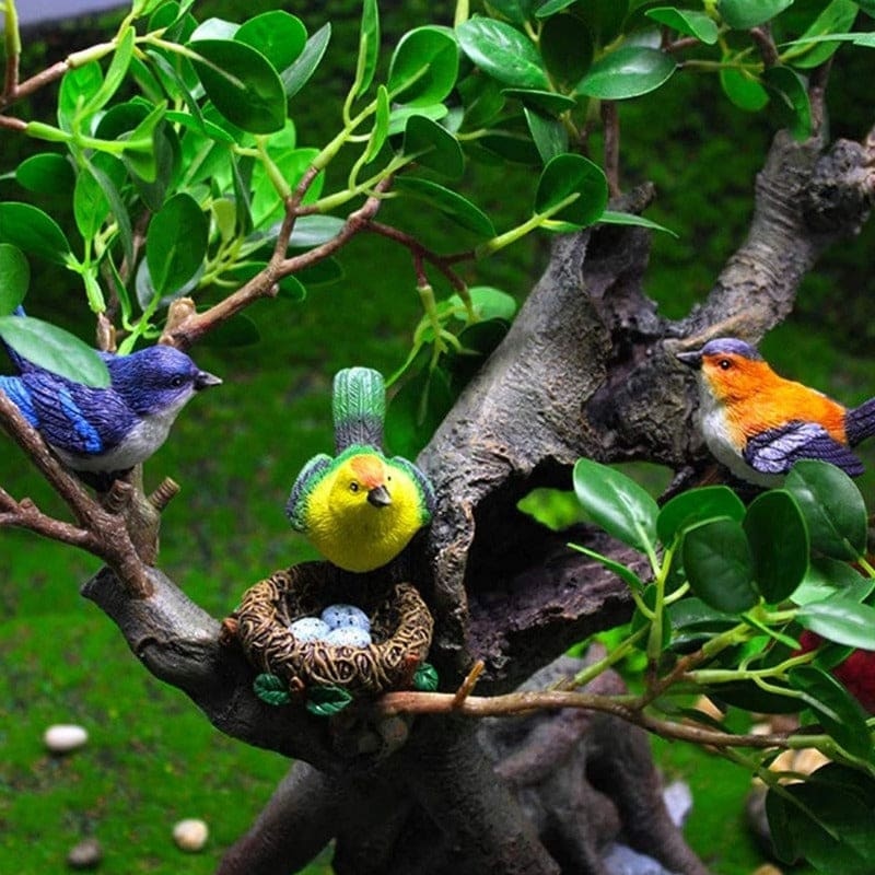 Figurines Simulation Cute Miniature Bird Resin Magpie Mini Dollhouse Decor-xinru