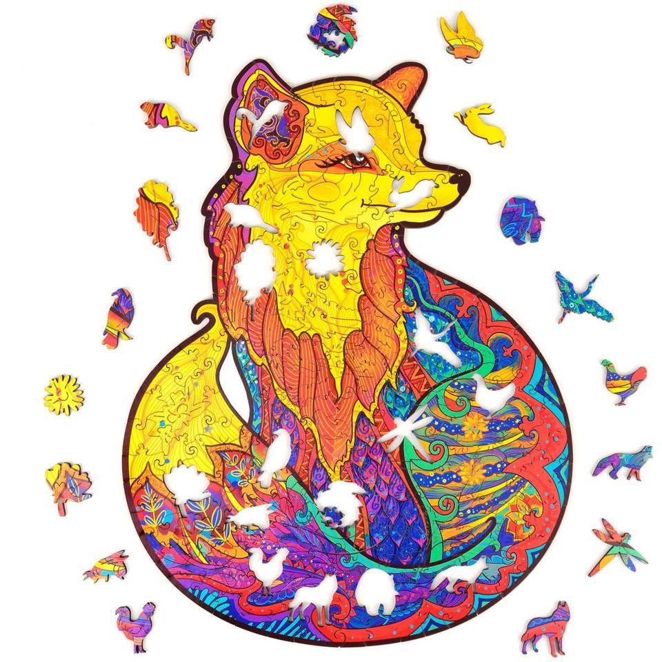 Unique Alluring Fox Wooden Puzzle Jigsaw With Box-xinru