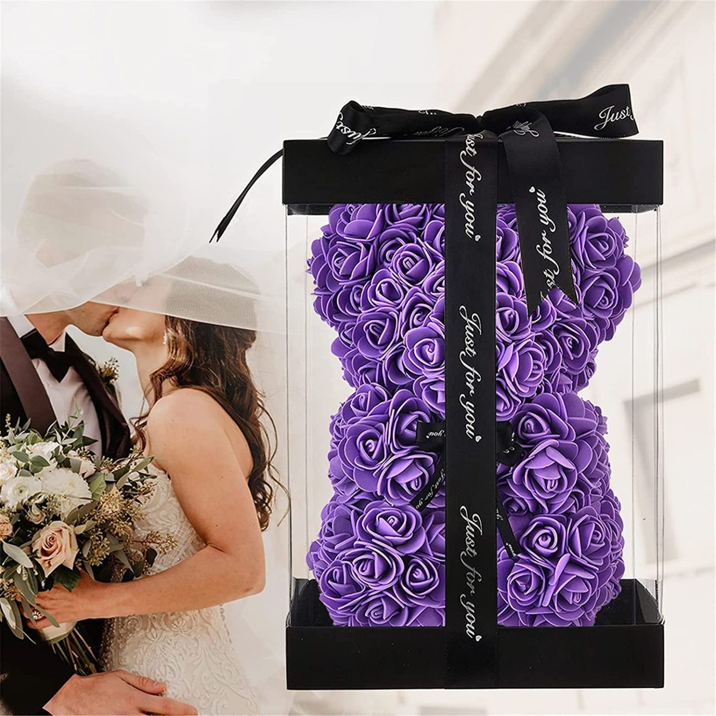 Mother's Day Gift Rose Bear With Light String Necklace Balloon Card Box-xinru