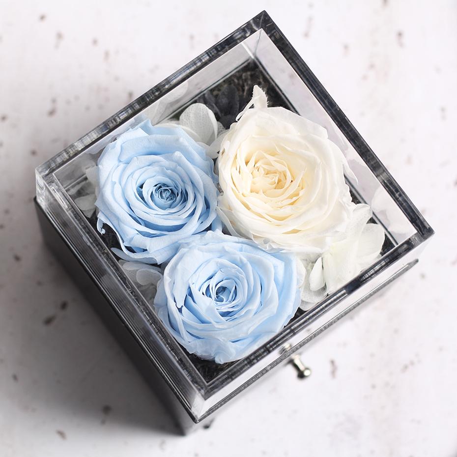 Immortal Preserved Rose Teddy Bear Box Display-xinru