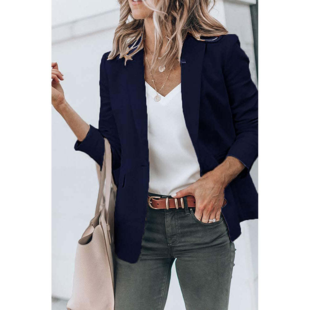 Ladies Casual Office Cardigan Long Sleeve Blazer-xinru