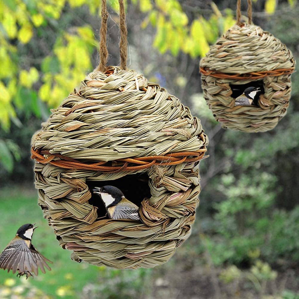 Grass Hand Woven Bird House For Outdoor Hanging-xinru