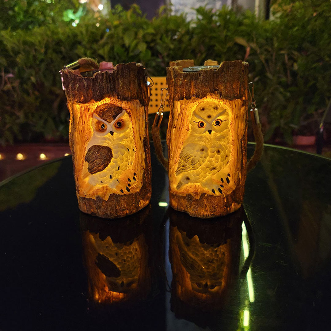 Solar Owl Garden Decorations LED Waterproof Hanging Lanterns-xinru