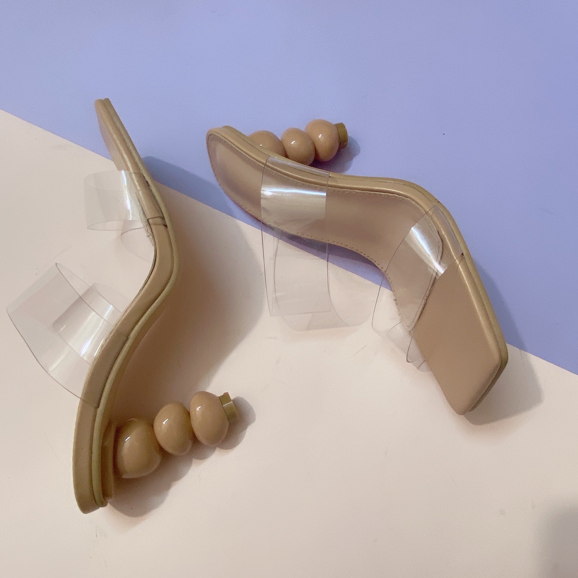 Women Special Gourd Shoes High Heel Transparent Sandal-xinru