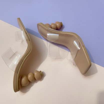 Women Special Gourd Shoes High Heel Transparent Sandal-xinru