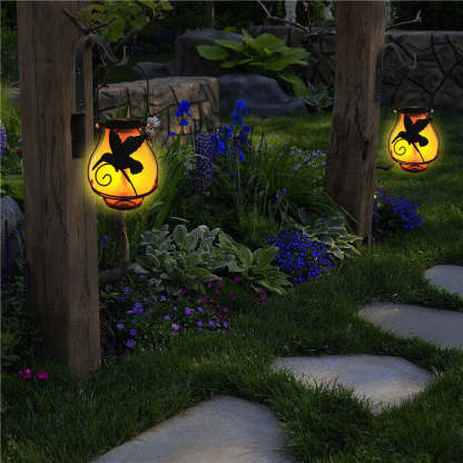 Solar Retro Lantern LED Decorative Outdoor Waterproof Garden Hanging Light-xinru