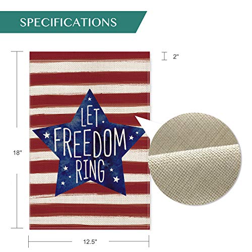 Patriotic Watercolor Stripes Star Let Freedom Ring Garden Flag-xinru