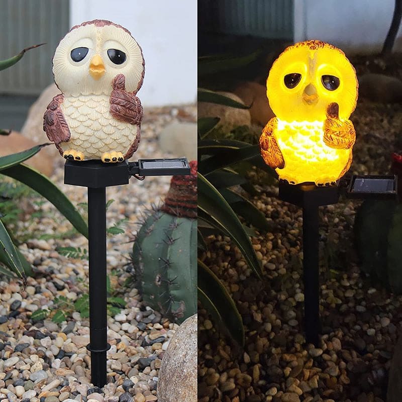 Outdoor Solar Owl Lights Stake Lights Garden Ornaments-xinru