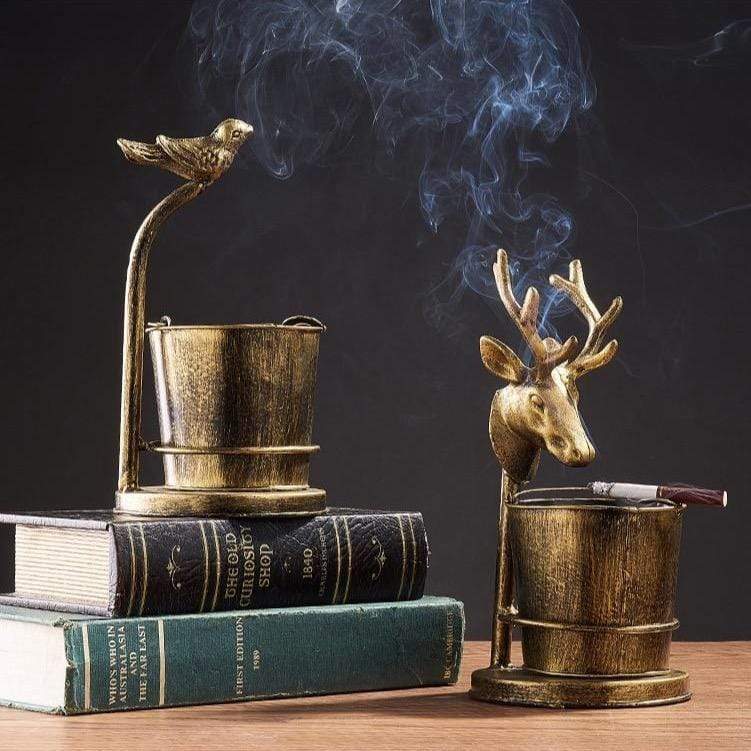 Retro Iron Ashtray Faucet Deer Bird-xinru shop