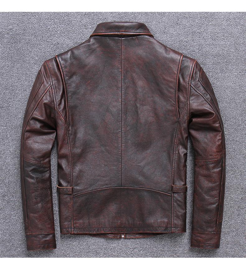 Cowhide Riding Biker Jacket Lapel Casual-xinru shop