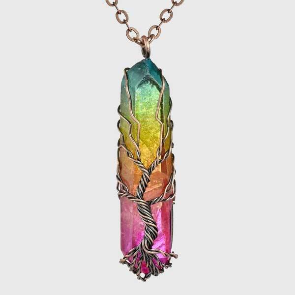 Yggdrasil Tree Of Life Rainbow Quartz Necklace-xinru