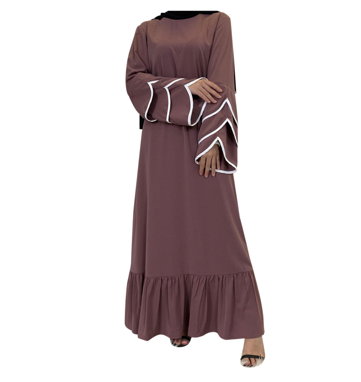 Plain Long Dress Eid Outfit With Belt-xinru