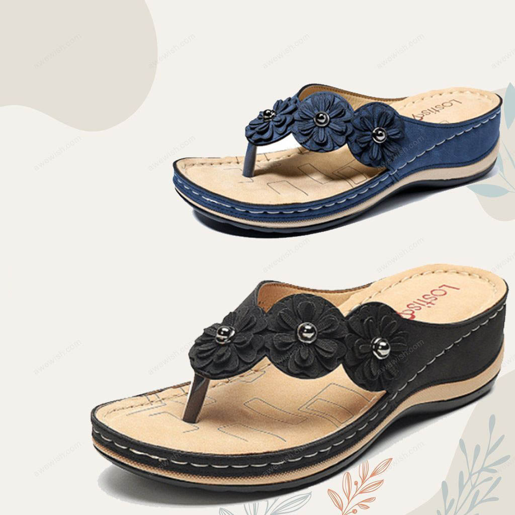 Women Flowers Comfy Orthopedic Arch-Support Clip Toe Sandals-xinru