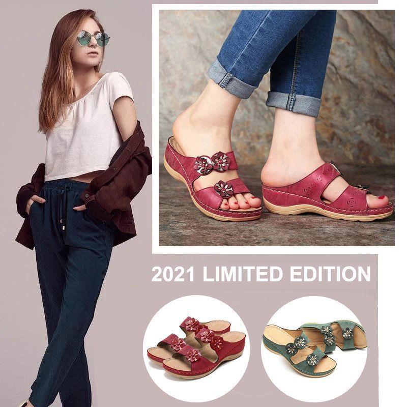 Premium Handicraft Open Toe Charming Fancy Flower Women Sandals-xinru