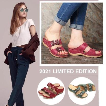 Premium Handicraft Open Toe Charming Fancy Flower Women Sandals-xinru