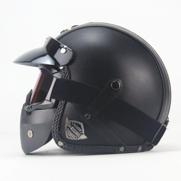 Vintage PU Leather Harley Motorcycle Helmet-xinru