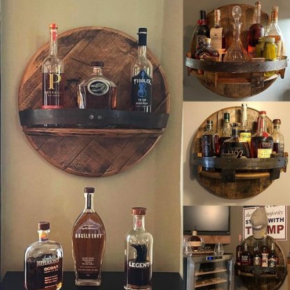 Bourbon Barrel Rack Wine Rack Wall Mounted Beverage Rack Display Rack-xinru