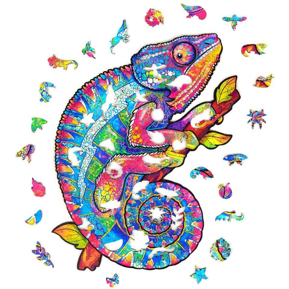 Rainbow Chameleon Wooden Jigsaw Puzzle With Box-xinru