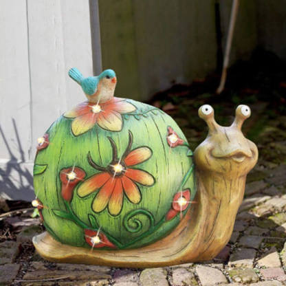 Snail Figurine Waterproof Resin Figurine With Solar LED Lights Gargon Decorati-xinru