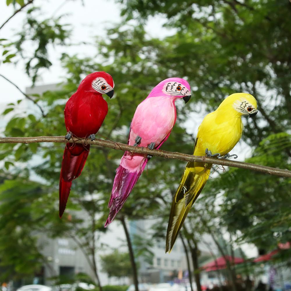 Handmade Foam Parrot Feather Figurine Ornament Fake Bird Garden Prop Decoration-xinru