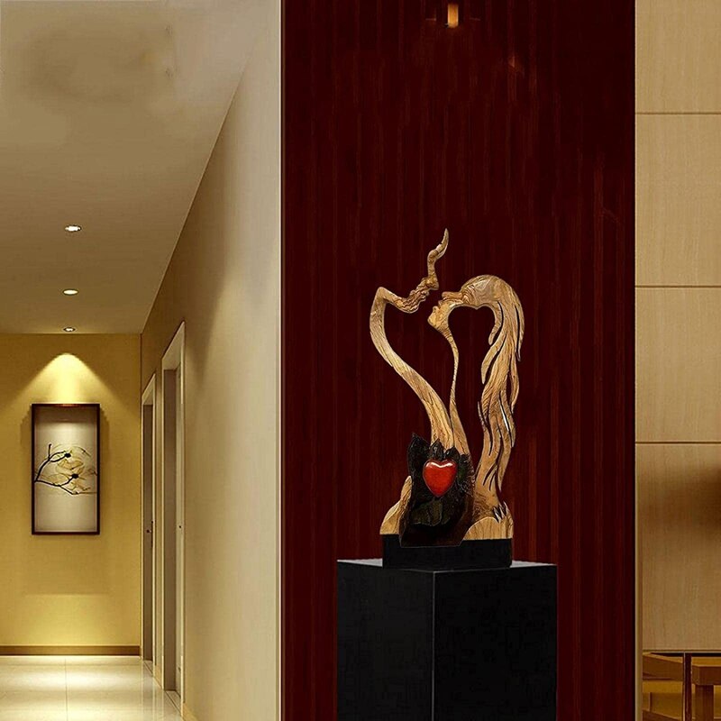 Wooden Love Eternal Romantic Couple Statue-xinru