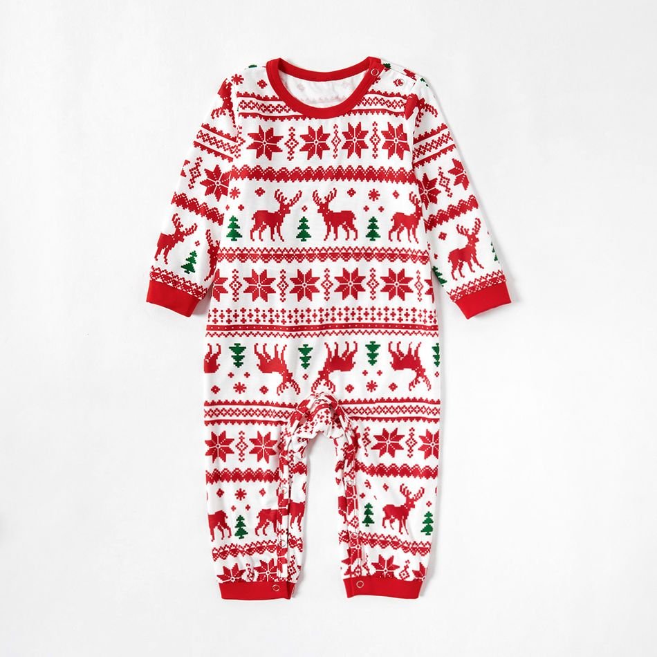 Plus Size Christmas Reindeer and Snowflake Patterned Family Matching Pajamas Sets-xinru shop