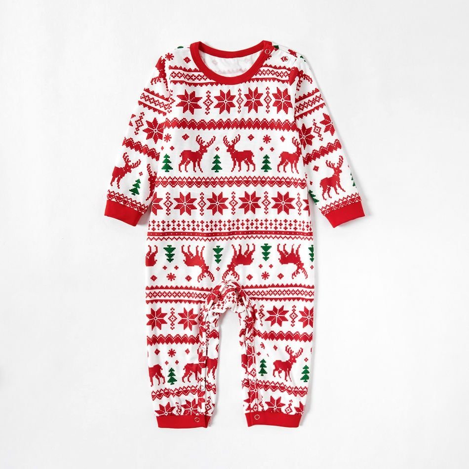 Plus Size Christmas Reindeer and Snowflake Patterned Family Matching Pajamas Sets-xinru shop