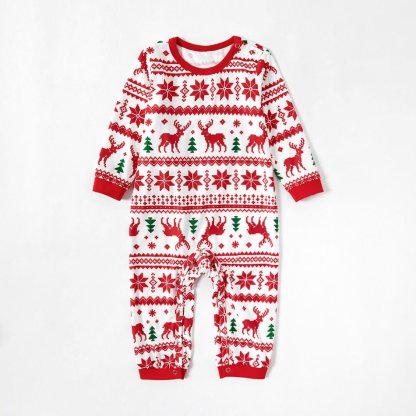 Plus Size Christmas Reindeer and Snowflake Patterned Family Matching Pajamas Sets-xinru shop