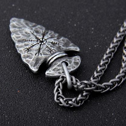 Nordic Viking Spear Pendant Necklace 閳ユガelm of Awe閳?Arrowhead Vegvisir Jewelry-xinru