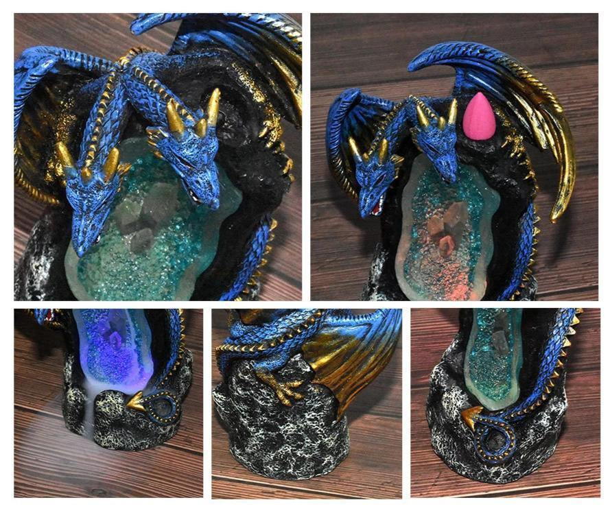 Crystal Cavern Dragon LED Backflow Incense Burner Nightlight-xinru