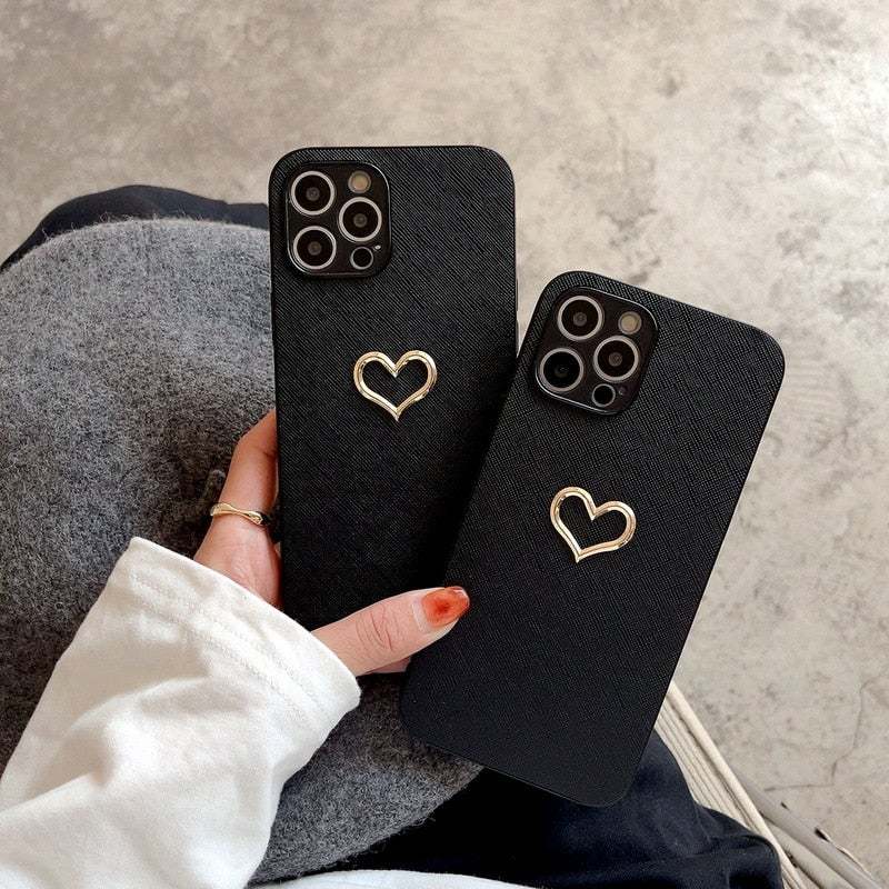 Shockproof 3D Gold Heart Case-xinru
