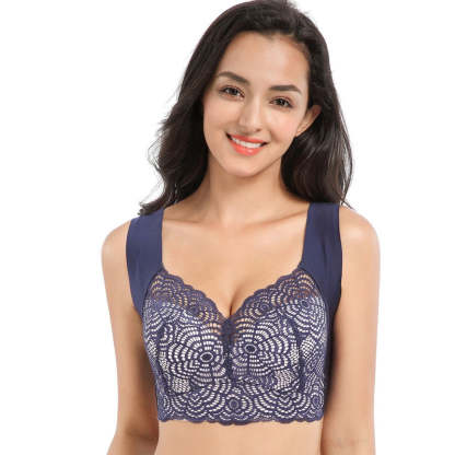 Stretch Full-Figure Seamless Lace Cut-Out Bra-xinru