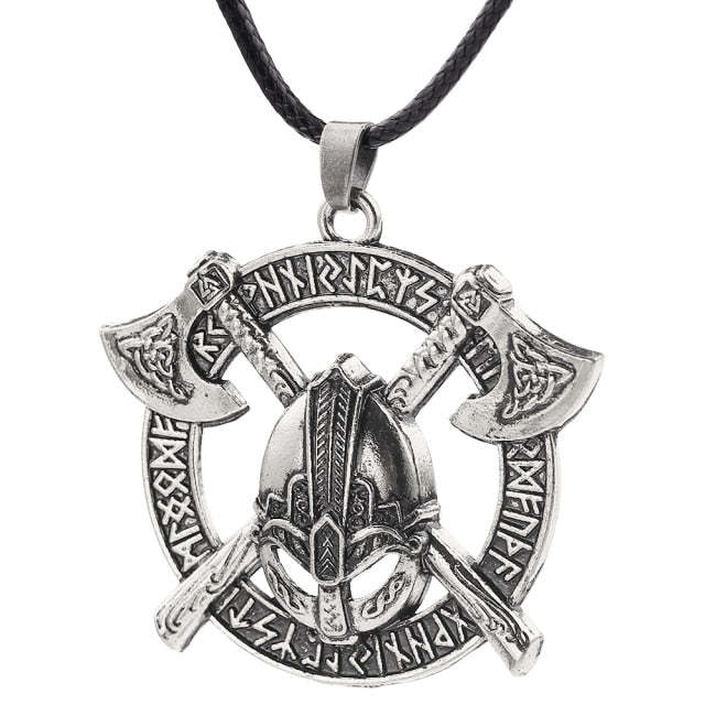 Viking Men Odin Raven Slavic Amulet Sword Axe Helmet Pendant Necklaces-xinru
