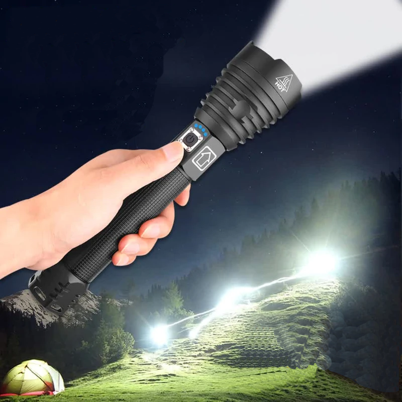 120,000 Lumens Outdoor Waterproof Powerful Flashlight USB Charging-xinru