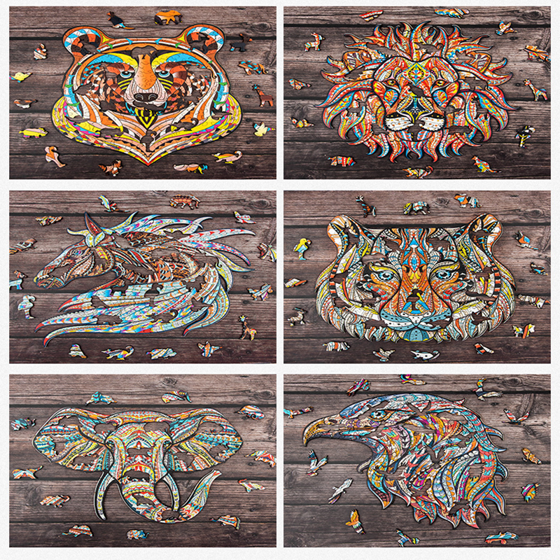 Wooden Animal Irregular Shaped Puzzles For Adults-xinru