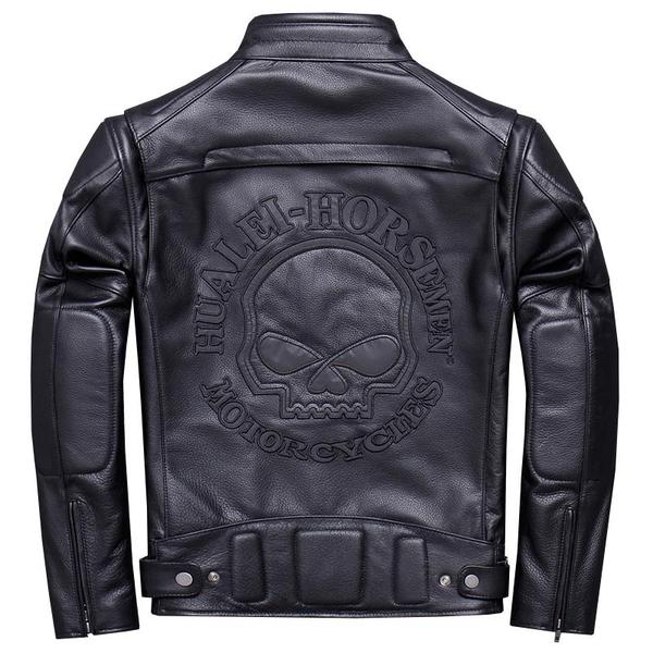 Motorcycle Skull Leather Jacket-xinru shop