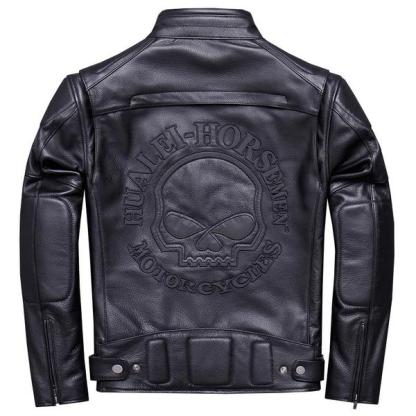 Motorcycle Skull Leather Jacket-xinru shop