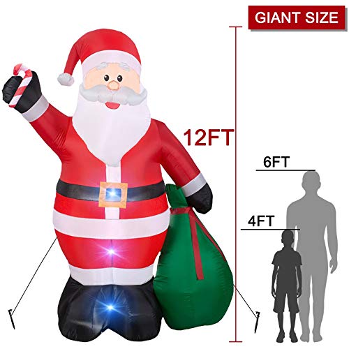 12 Foot Inflatable Santa Claus with Gift Bag for Christmas Yard Decoration-xinru shop